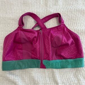 SHEFIT Ultimate Sports Bra Pink Turquoise High Impact Adjustable 6 Luxe